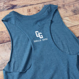 Work Fucking Harder Racerback Crop Tank Top Teal Back