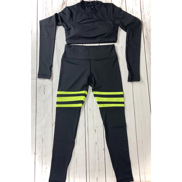 3 Stripe Retro Leggings for Women Perfectly Pairs with Keyhole Crop Top