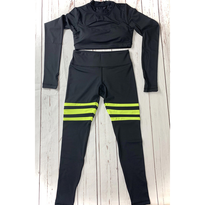 3 Stripe Retro Leggings for Women Perfectly Pairs with Keyhole Crop Top