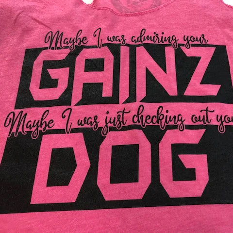Dog Gainz Racerback Tank Detail