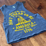 Don't Tread on Me Racerback Crop Top Blue