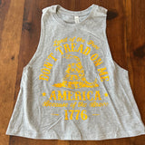 Don't Tread on Me Racerback Crop Top Grey