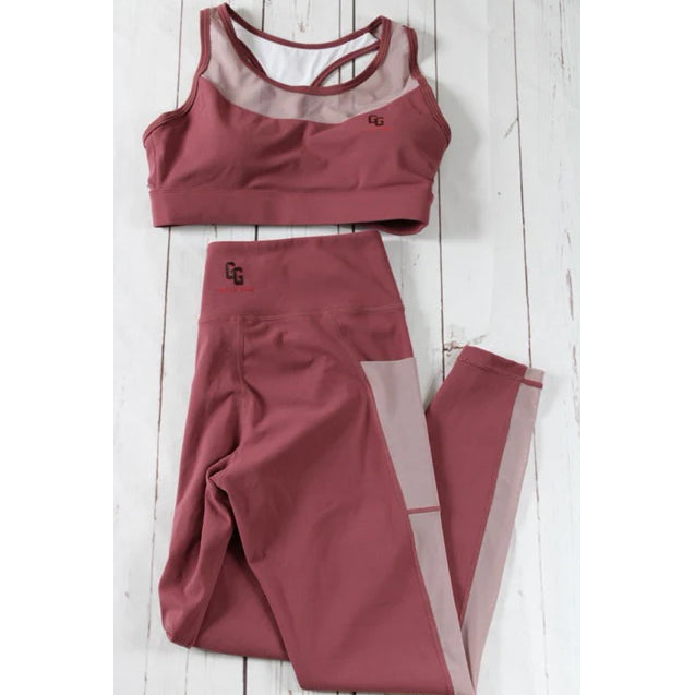 Dusty Rose Pink Mesh Leggings with Top