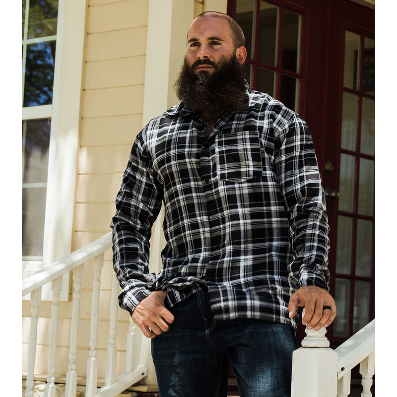 Flannel Button Up Long Sleeve Shirt Black and White