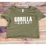 Gorilla Gainz Short Sleeve Crop Top Olive Green