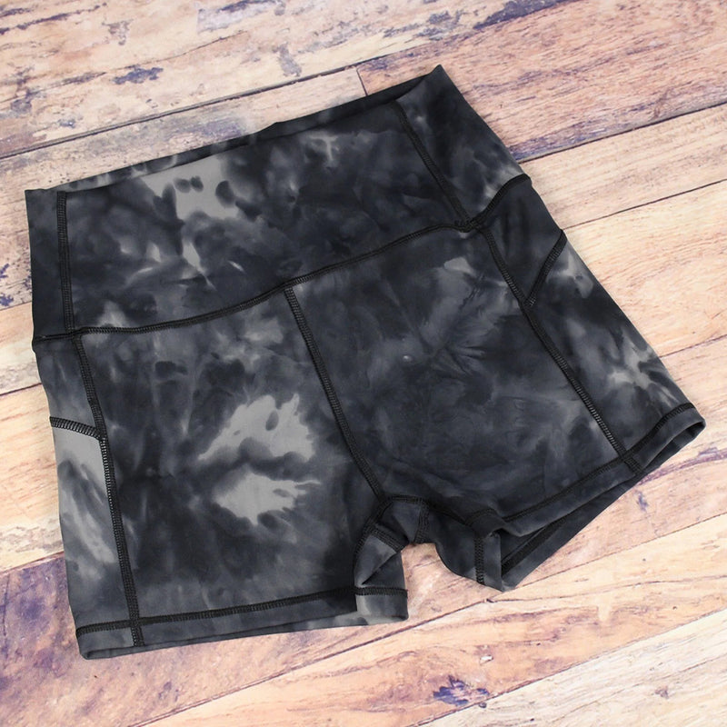 High Waist Shorts-Tie Dyed Series black fron
