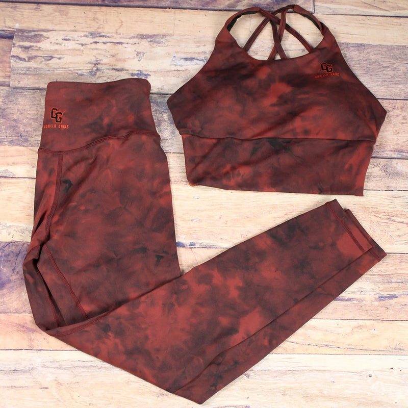 Tie Dyed Leggings grouped with bra