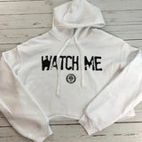 Watch Me Fleece Crop Top Hoodie White