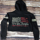 We The People Crop Hoodie Black Back
