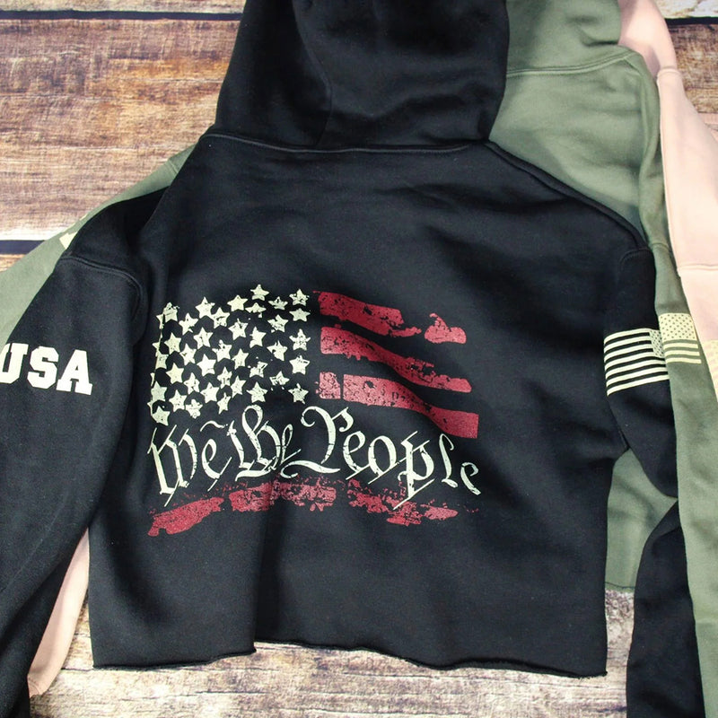 We The People Crop Hoodies
