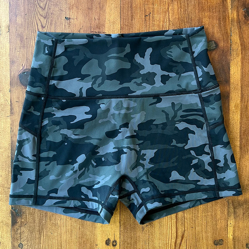 Camo High Waist Seamless Front Biker Shorts