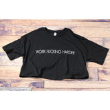 Work Fucking Harder Short Sleeve Jersey Crop Top Black