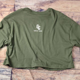 Work Fucking Harder Short Sleeve Jersey Crop Top Green back