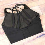 Back Xena Long Line Strappy Back Sports Bra in Black