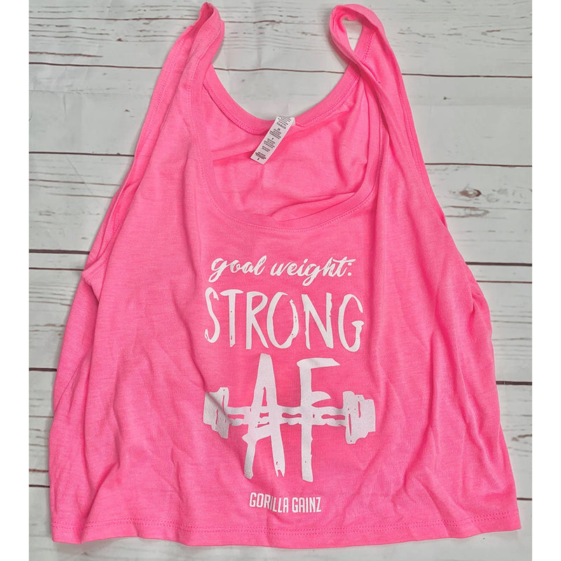 Gorilla GAINZ Goal Weight Strong AF Women's Boxy Crop Tank Bubblegum
