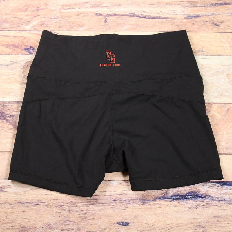 Back view High Waist Shorts in Black