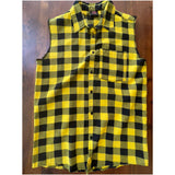 Sleeveless Button up Flannel Shirt Yellow & Black