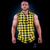Sleeveless Button up Flannel Shirt
