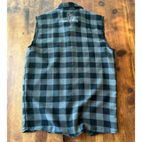 Gray/Black Sleeveless Button up Flannel Shirt  Back View