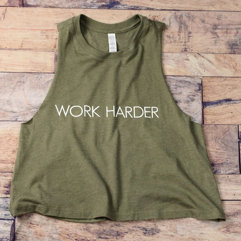 Work Harder Racerback Crop Tank